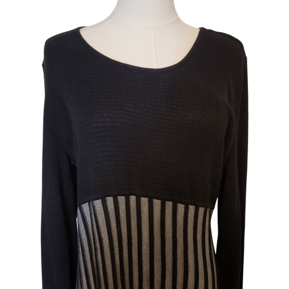 Calvin Klein Black Striped Light Sweater Dress Size XL - Picture 3 of 6